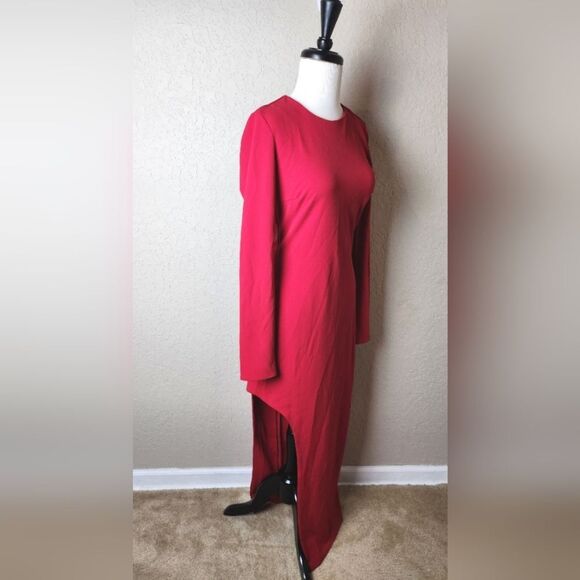 Zara Asymmetric Midi Dress Dark Red Womens Size M NWT - Picture 8 of 10